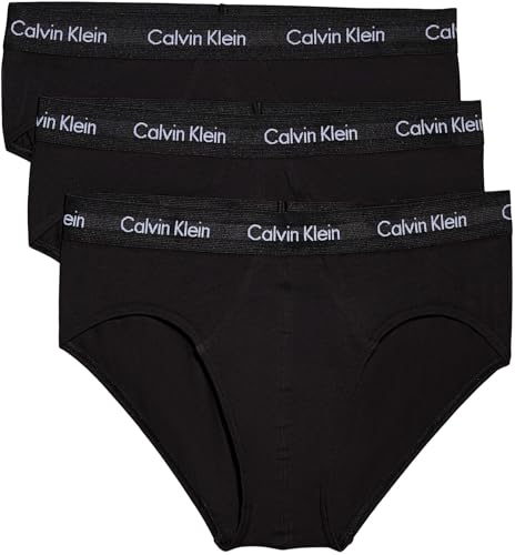 Calvin Klein Herren 3er Pack Unterhosen Hip Briefs Unterwäsche, Schwarz (Black W Black Wb), XL