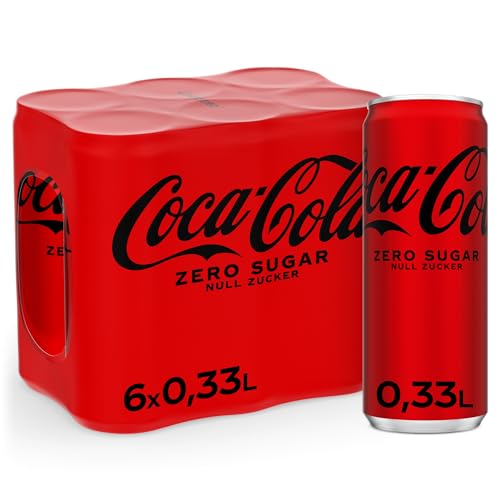 Coca-Cola Zero Sugar - koffeinhaltiges Erfrischungsgetränk mit originalem Coca-Cola Geschmack - null Zucker und ohne Kalorien - in stylischen Dosen (6 x 330 ml)