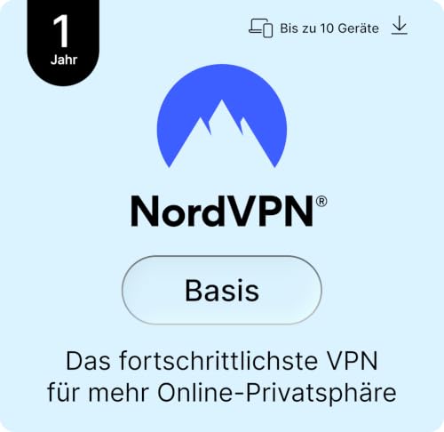 NordVPN Basis, 10 Geräte, 1 Jahr, Premium-VPN-Software, Digitaler Code