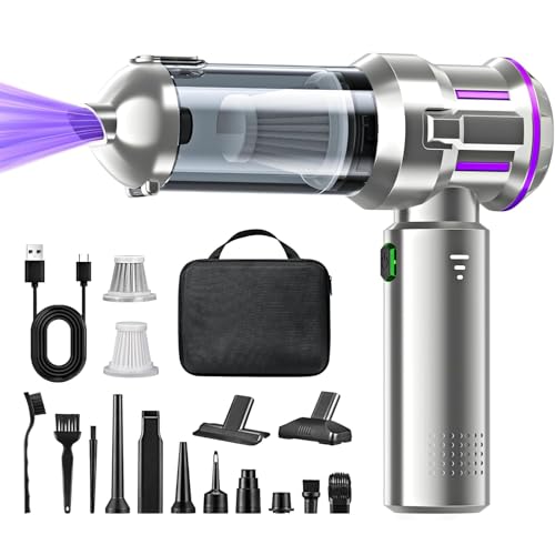 RABIGALA Handstaubsauger Akku 4-in-1,28000PA Handstaubsauger Kabellos,Autostaubsauger Akku, Elektrische Staubgebläse Druckluftspray 220000 U/min 3-Gang Staubgebläse für Computer, Küche, Sofa, Büro