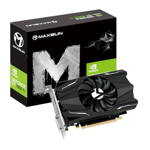 MAXSUN GEFORCE GTX 1050 Ti 4GB GDDR5 128 Bit Video Gaming Grafikkarte GPU für Mini ITX Gaming PC, DisplayPort, HDMI, DVI-D, Single Fan Cooling System