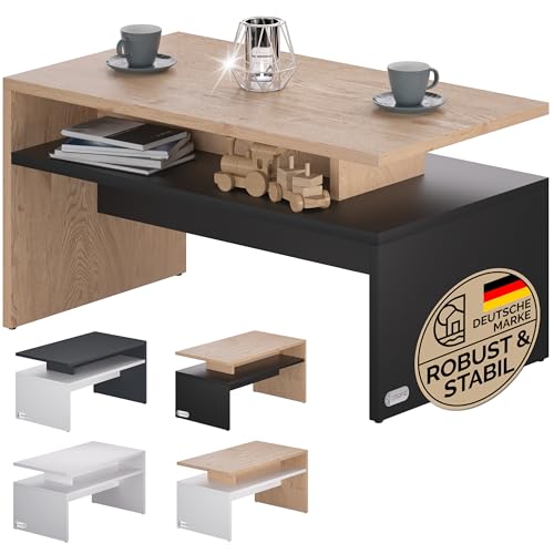 Casaria® Couchtisch Holz Grau mit Stauraum 95x55x50cm Wohnzimmertisch Modern Kratzfest 50kg Belastbar Beistelltisch Sofatisch Couch Wohnzimmer Möbel