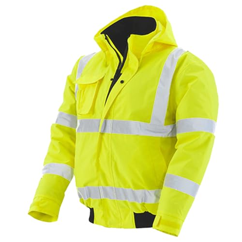 pka Warnschutz Pilotenjacke für die Arbeit - Wasserdichte & Winddichte Arbeitsjacke in Gelb Größe 5XL