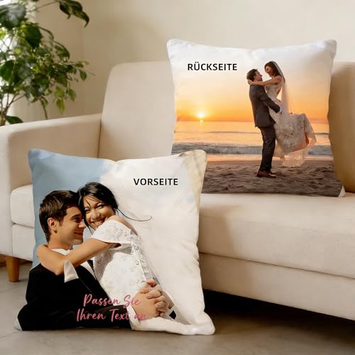 iDIY Personalisiertes Kissen - Kissen Beidseitig Bedruckbar, mit Foto Bedrucken Lassen, Foto Kissen,Fotokissen mit Eigenem Foto, Fotogeschenk zum Weihnachten Geburtstag - Füllung Optional