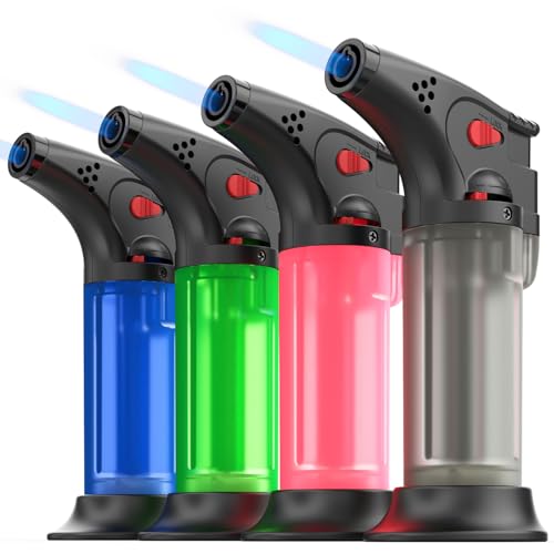 4er-Set Sturmfeuerzeuge, Feuerzeug Sturmfeuerzeug Jetflame, Jet Sturmfeuerzeug Gas Nachfüllbar, ohne Gas