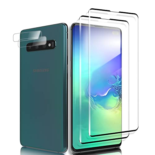 Schutzfolie für Panzerglas für Samsung Galaxy S10 Plus, 2&2 Stück Fingerabdruck-ID Kompatibel mit Kameraschutz, 9H Härte Folie, HD Clear Displayschutz Schutzfolie Glas für Samsung S10 Plus