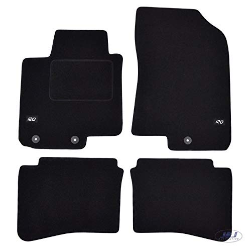 J&J AUTOMOTIVE | Velours Fußmatten mit Logo Autotepiche Passend Für I20 2015-2020, rutschfeste Untregrund, Verstärkt Im Pedalbereich