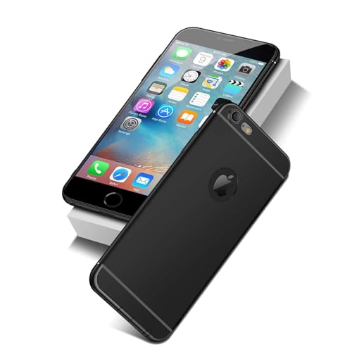 NEW'C Hülle Kompatibel mit iPhone 6 / 6S (4,7 Zoll) mit Matter schwarzem farbstil (Silikon Gel TPU, Flexibel) Handyhülle