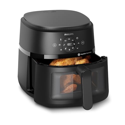 Philips Airfryer 2000 Serie – Heißluftfritteuse mit 13 Zubereitungsmöglichkeiten, 6,2 l, mit Kochfenster, RapidAir-Technologie, Braten mit bis zu 90% weniger Fett, leicht zu reinigen (NA230/00)