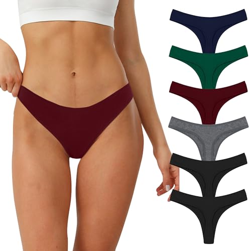 Lakpoau String Tanga Damen Baumwolle String Damen Tangas Unterwäsche Frauen Strings Set Unterhosen Sexy Slips Panty Thong Underwear Women Panties 6er-Pack UN8-S-6