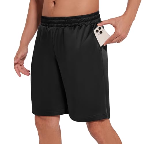 AMIYOYO Sporthose Herren Kurz Hosen Sommer Shorts Schnelltrocknend Leicht Sport Trainingshose Laufhose Gym Jogginghose Mit Taschen(XL,ASchwarz