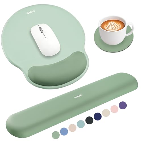 Sushret Mauspad & Tastatur Handballenauflage, 3-in-1 Ergonomisches Gel Memory Foam Handballenauflage mit Handgelenkstütze, Gaming Mauspad Armauflage für Computer Büro Schreibtisch Zubehör, Grün