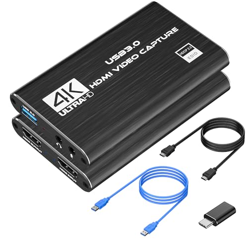 VIXLW Video Capture Card, 4K HDMI Video Capture Card, 1080P 60FPS, Loop-Out, USB 3.0 Audio Cam Link für Streaming, Gaming, funktioniert für Nintendo Switch/PS5/Switch/Kamera/PC/OBS