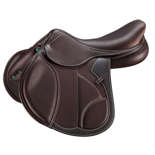 EQUIGEAR Professionell gefertigter Premium-Leder-Springsattel für Pferde – Komfortabler Allzweck-Reitsattel für Training und Freizeit (17 inches)