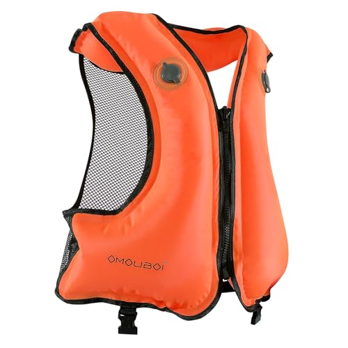 FORWEWAY Aufblasbare Schwimmhilfe Schwimmweste für Erwachsene (bis 100 kg & 150-200 cm), Verstellbare Doppelkammer mit Hochsichtbarkeit – Für Kajak, SUP, Surfen & Wassersport