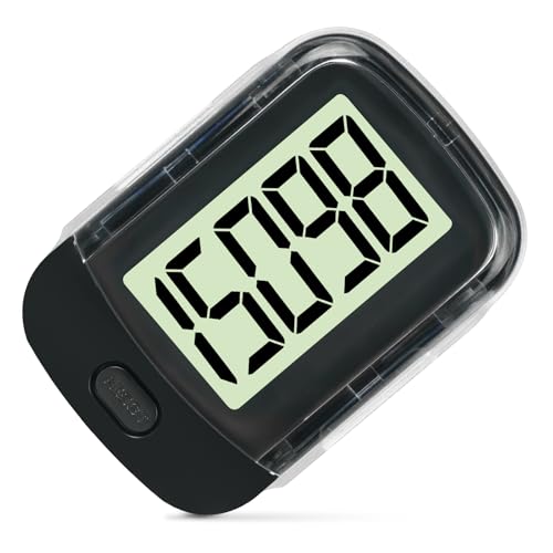 Flintronic Schrittzähler zum Gehen, 3D tragbarer Sport-Schrittzähler mit Clip und Umhängeband, Fitness-Tracker für Männer/Frauen/Ältere/Kinder, Schwarz
