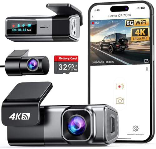 Navycrest 4K Dashcam Front+Hinten, 5G Wi-Fi, 64GB enthalten