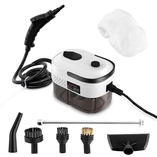 dampfreiniger handgerät 2500W, Handdampfreiniger mit 1,4-Liter-Wassertank, Dampfreiniger handgerät mit 9 Zubehörteilen für Boden, Küche, Fenstern,Badezimmern, Autos