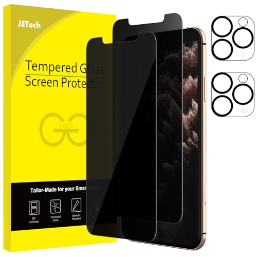 JETech Sichtschutz für iPhone 11 Pro 5,8 Zoll mit Kamera Schutz, Anti-Spähen Gehärtetes Glas Folie, 2 Stück Jeweils