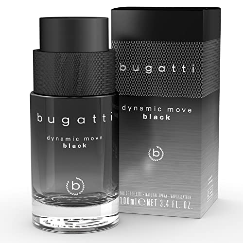 bugatti Parfüm Herren Dynamic Move BLACK 100ml I Orientalisch- Eau de Toilette I sinnlich-starke Kombination aus Kaschmirholz, Moschus & Litschi I fruchtig, frisch & holzig-warm