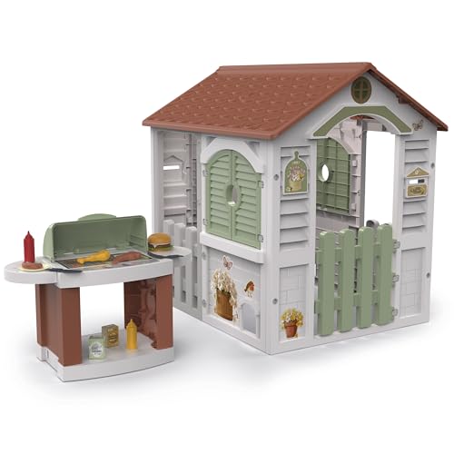 Chicos - Grill-Spielhaus | Robustes In- und Outdoor Kinder-Spielhaus mit integrierter Grillstation, Zubehör & Katzenklappe | Ab 2 Jahren (89705)