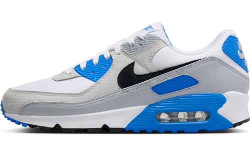 Nike Herren AIR MAX 90 Sneaker, White/Black-Photo Blue-Pure Platinum, 41 EU