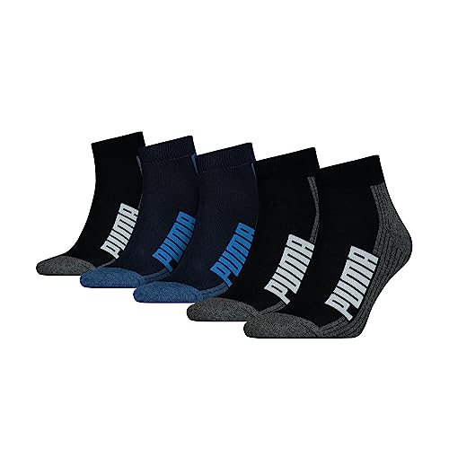 Puma Unisex Quarter Socken, Blau/Schwarz, 39/42 (5er Pack)