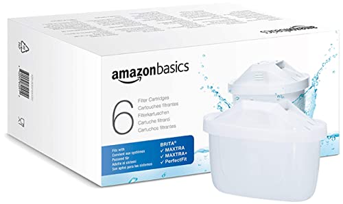 Amazon Basics Wasserfilterkartuschen, 6 stück, 1er-Pack, passend für alle BRITA Systeme inkl. PerfectFit & Amazon Basics Systeme