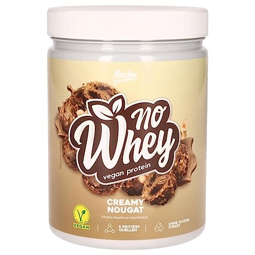 Rocka Nutrition NO WHEY veganes Proteinpulver | Pflanzliches Protein Pulver mit 20 g Protein pro Portion | Multikomponentenprotein | 100% Geschmack | 300 g (Creamy Nougat)