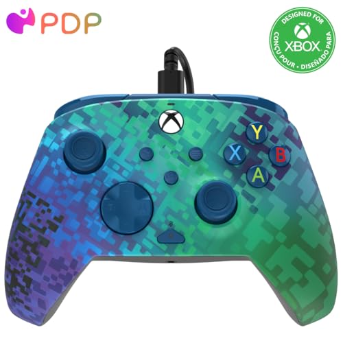 PDP REMATCH XBOX verkabelt Controller GLITCH Grün für Xbox Series X|S, Xbox One, Offiziell Lizenziert