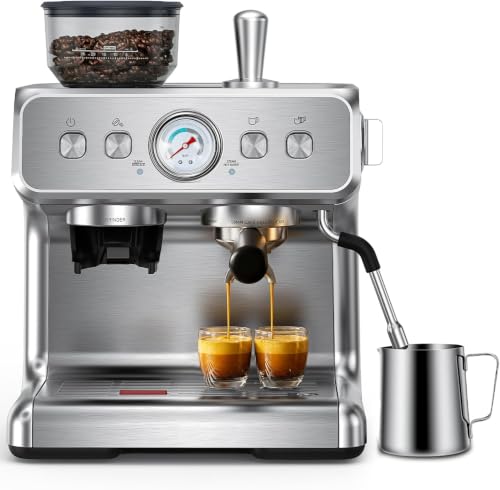 COWSAR Edelstahl Espressomaschine mit integriertem Kegelmahlwerk