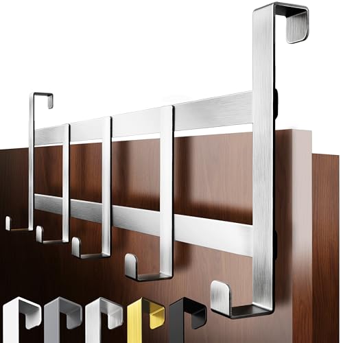 4smile Türgarderobe zum Einhängen – Türhaken aus Edelstahl, flexible Kleiderhaken Tür, robust - Vielseitige Haken zum Einhängen, platzsparende Türhakenleiste für gesamte Wohnung