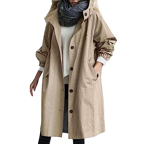 SKFLABOOF Trenchcoat Damen Softshelljacke Für Jacke Herbst Übergangsjacke Mantel Windbreaker Jacken Damen-Jacken Windjacke Lang Übergangsmantel Outdoorjacke