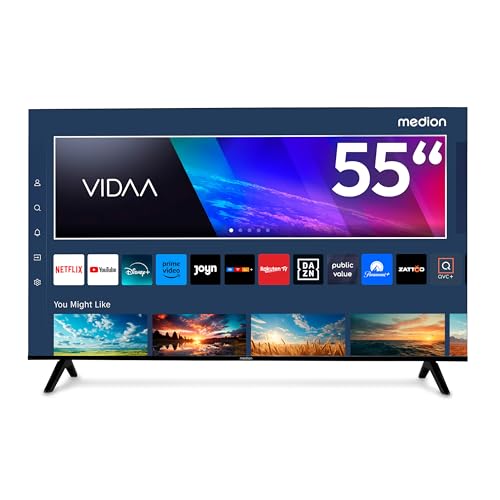 MEDION 138,8 cm (55 Zoll) Ultra HD Fernseher (Smart-TV, HDR10, VIDAA Store, Netflix, Prime Video, Disney+, DAZN, Paramount+, HbbTV, PVR, Bluetooth, MD 855200)