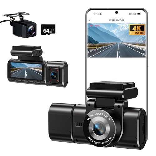 4K Dashcam Auto Vorne Hinten mit WiFi,3 Channel 1080P Dash Cam Auto Kamera 3,16