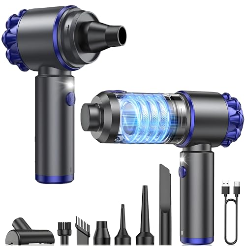 Steinborg® Handstaubsauger Akku 7in1 Handsauger kabellos mit Blasfunktion Starke Saugkraft 16000Pa Akkusauger Autostaubsauger Hand Staubsauger mit Gebläse LED Licht für Tierhaare geeignet 7 Aufsätze