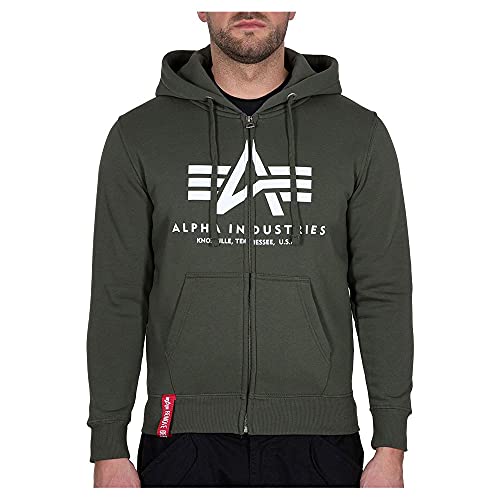 Alpha Industries Basic Zip Hoody Kapuzensweat für Herren Dark Olive