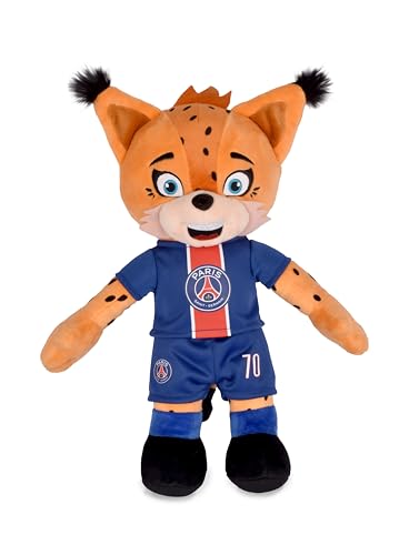PSG – Plüschtier Maskottchen Germain der Luchs – 25 cm – offizielles Lizenzprodukt – weiches Plüschtier mit abnehmbarem Trikot – Souvenir Fußball für Kinder & Fans – Geschenkidee Fan Paris