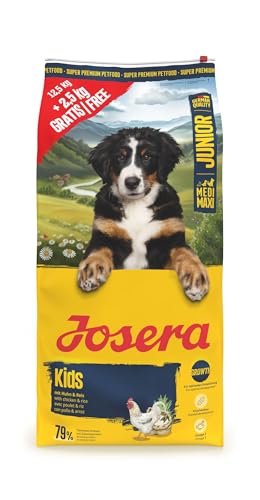 JOSERA Kids (1 x 12,5 + 2,5 kg) | Junior | Premium Trockenfutter mit Huhn & Reis für wachsende größere Hunde | zur Aufzucht & optimalen Versorgung größerer Welpen ab der 6. Woche | glutenfrei | 15 kg