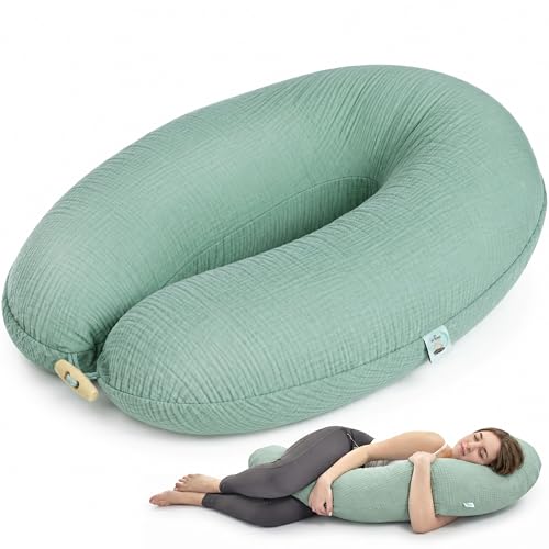 sei Design XXL Stillkissen, Musselin-Bezug, 190 × 30 cm, Bio-Baumwolle