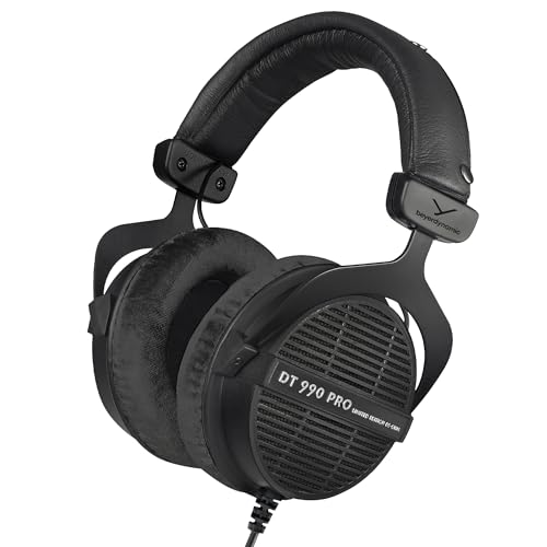 beyerdynamic DT 990 PRO Einseitiger, kabelgebundener On-Ear-Studio-Kopfhörer für Mixing, Mastering und Editing 80 Ohm, in Farbe schwarz