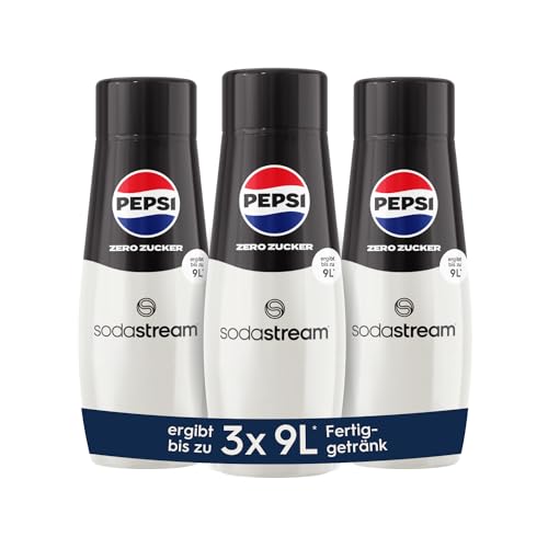 SodaStream Sirup 3x Pepsi Zero Zucker - 1x Flasche ergibt 9 Liter Fertiggetränk, Sekundenschnell zubereitet und immer frisch, 440 ml