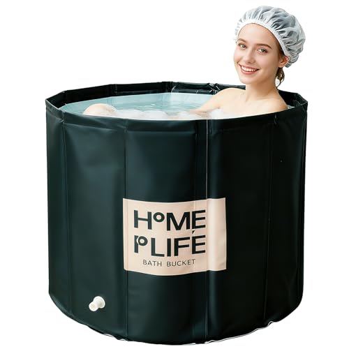 Faltbare Badewanne für Dusche, Freistehende Badewanne für Heißes Bad und Eisbad, Eisbadewanne für Erwachsene (80 x 65 cm)