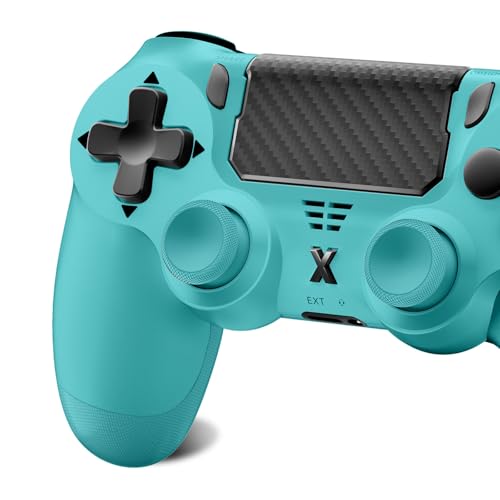 Quevati Wireless Controller für PS-4, Wireless Controller für PS-4/Pro/Slim/PC, Bluetooth-Gamepad-Joystick mit Dual-Vibration, Touchpanel, 3,5-mm-Audiobuchse, Sechs-Achsen-Upgrade (Blau)