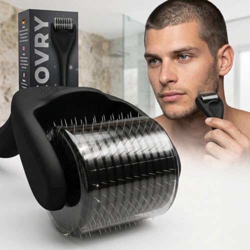 RECOVRY Bartroller 0,5 mm, 192 echte Nadeln aus chirurchischem Edelstahl, Dermaroller, Microneedling, Narbenroller, Micro Needling, Derma Roller, Bart Roller, Beard Roller, Bartwuchs anregen