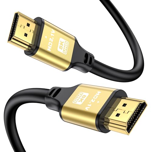 jojobnj 8K HDMI Kabel 1M, HDMI 2.1 48Gbps 8K@60Hz 4K@120Hz, Highspeed vergoldete Anschlüsse, HDCP 2.2 & 2.3, DTS:X, HDR 10 Kompatibel mit Roku TV/eARC/3D/PS5/HDTV/Laptop/Blu-ray