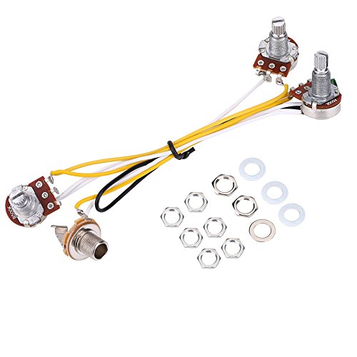 Dilwe Gitarre Wiring Harness Set, 500K T?pfe, 3-Wege-Schalter, Jack Kabelbaum Kit f¨¹r Musiker und Live-Performance
