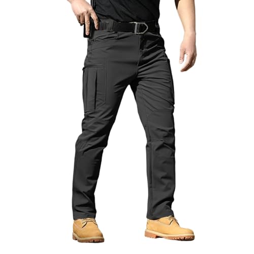 SKFLABOOF Arbeitshosen Männer Herren Freizeithose Wasserdicht Cargo Hosen Outdoor Trekkinghose Hose Schnittschutzhose Arbeitshose Wanderhose Arbeitskleidung 001 Schwarz, XL