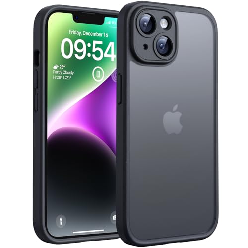 TOCOL für iPhone 14 Hülle, Vollständiger Kameraschutz Stoßfest Kratzfest Handyhülle für iPhone 14 Case, Schwarz