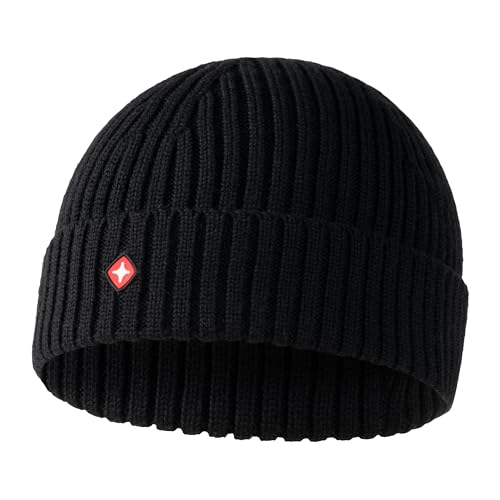 Höhenhorn Nordföhn Knitted Beanie Merinowolle Strickmütze Schwarz Rubber